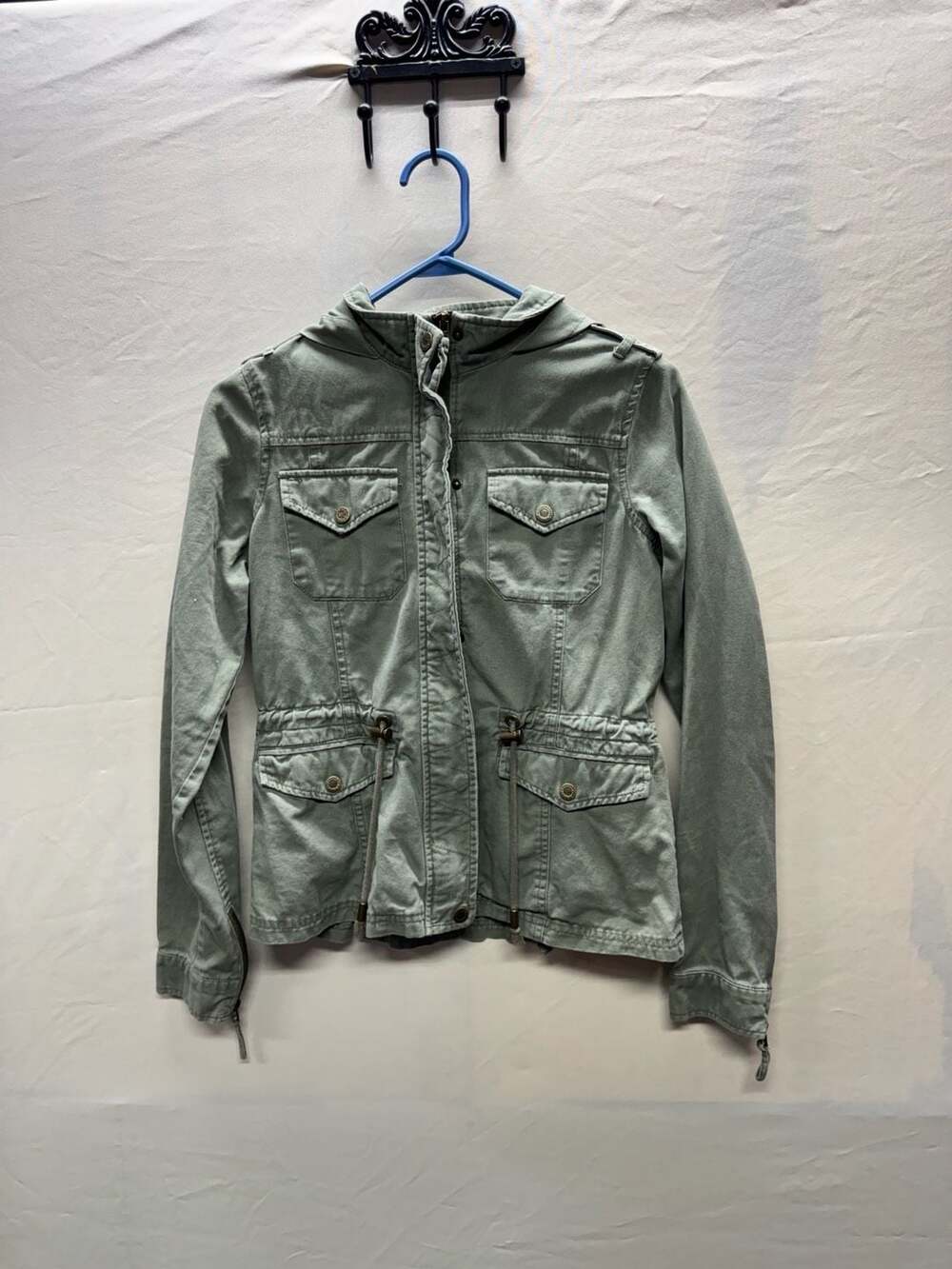 Aeropostale Utility Jacket Size S/P Green Cargo Anorak Hooded